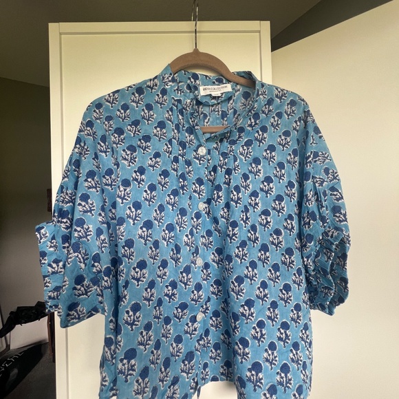 Emerson Fry Mandarin Collar Little Marigolds Danube OS - Picture 6 of 8